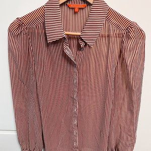 Modcloth maroon striped blouse, size small